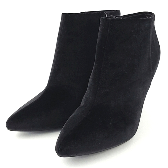 Old Navy Black Velvet  Heeled Ankle Boots Pointy Toe Side Zipper Size 8 - Picture 5 of 15